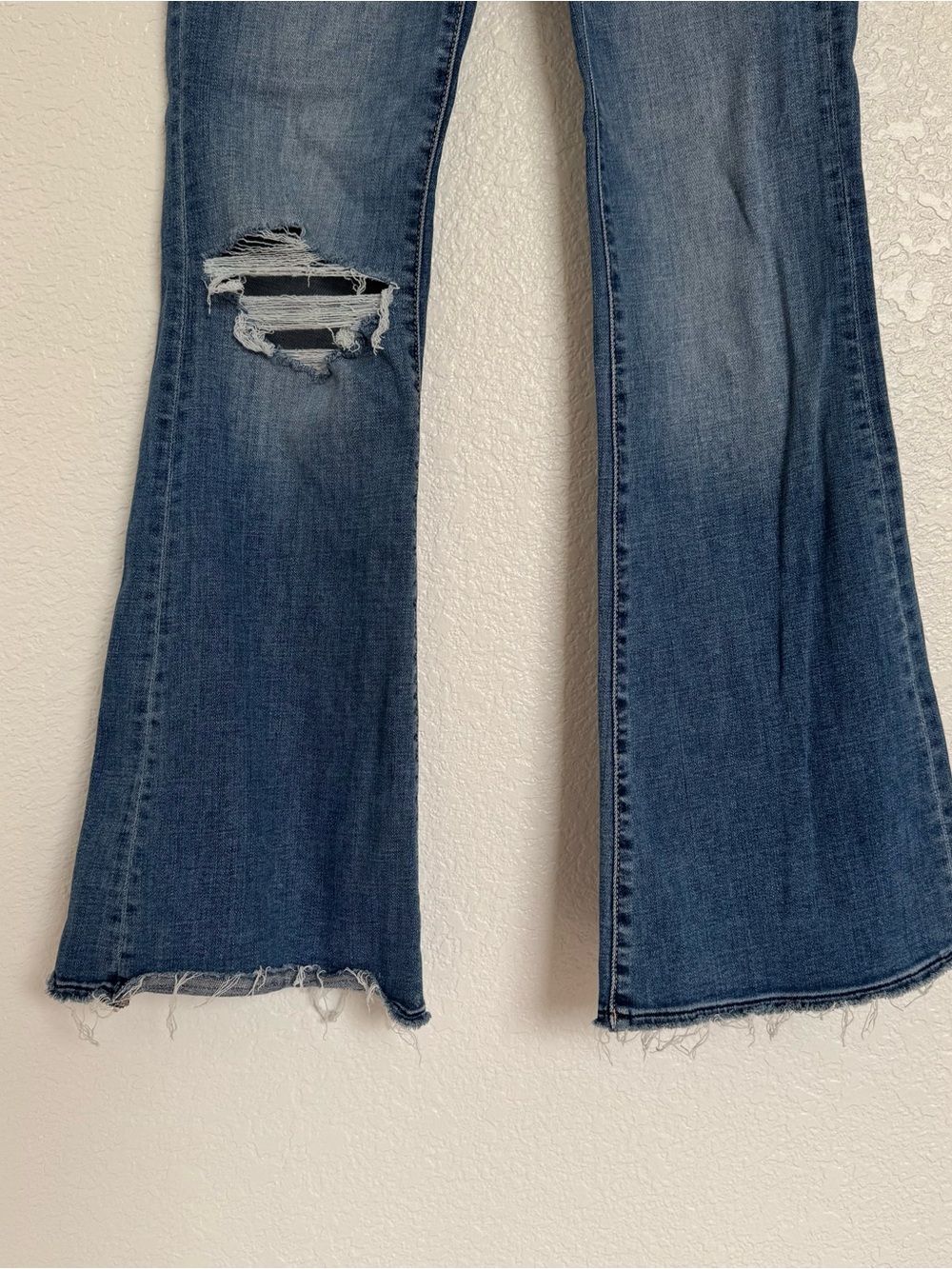 AE American Eagle Distressed Super High Rise Flare Jeans - Picture 2 of 8